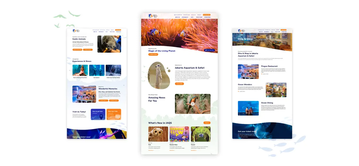 Jakarta Aquarium & Safari Website mockup 2