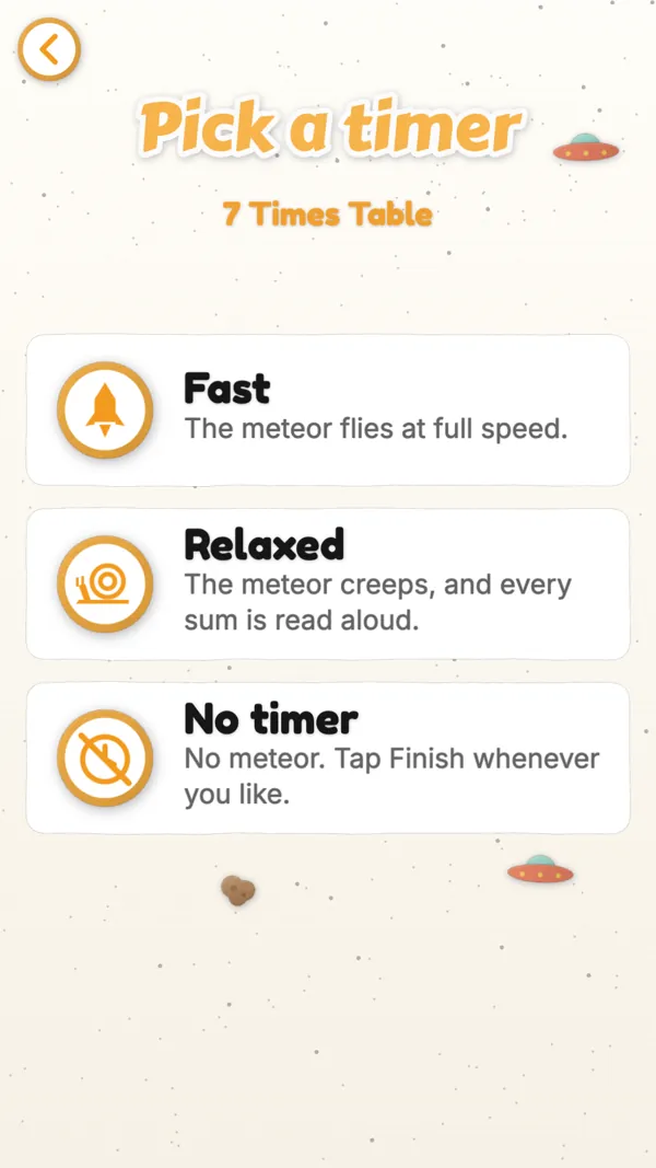 Pick a timer: Fast, Relaxed and No timer